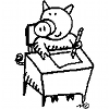 pig at a writing desk